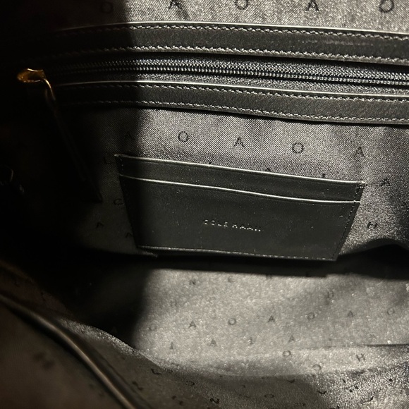 Cole Haan Black and Gold Leather Shoulder Bag with Adjustable Strap - Picture 8 of 14